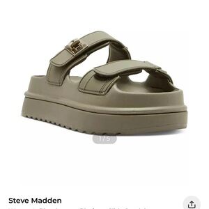 Steve Madden Olive Green Bigschmona Platform Slide Sandals Size 8